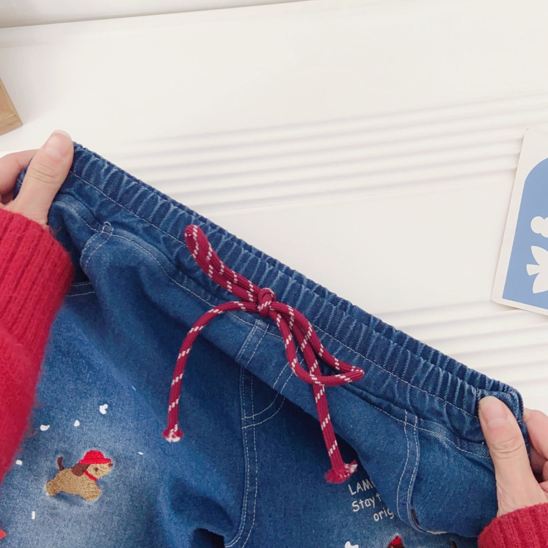 Smiling Dachshund Denim Pants