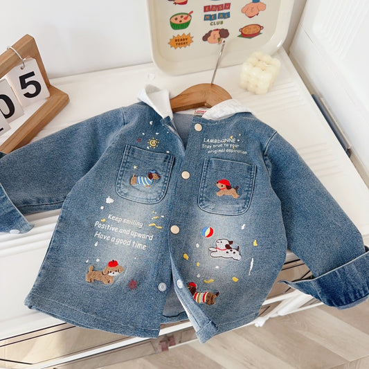 Dachshund Hooded Denim Jacket
