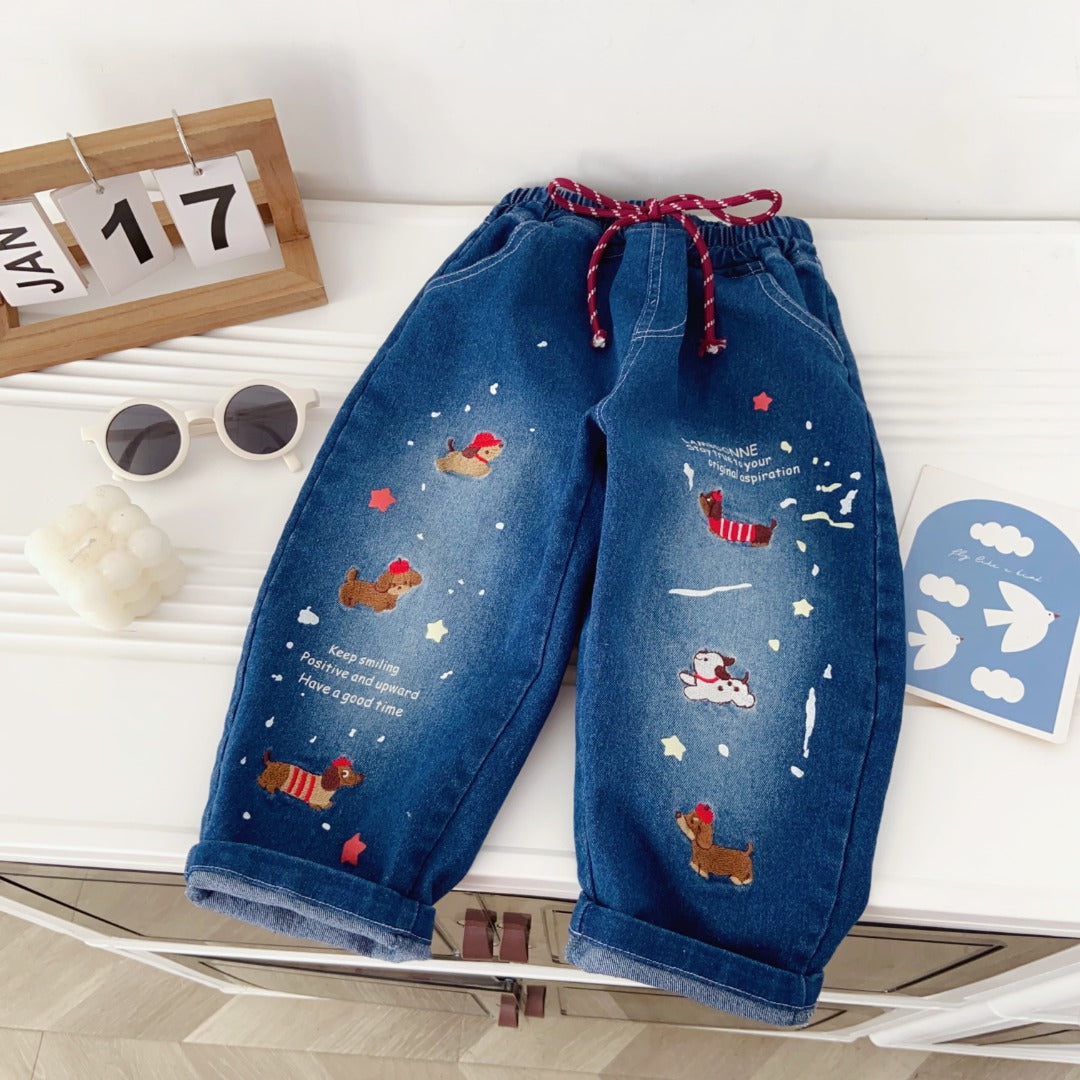 Smiling Dachshund Denim Pants