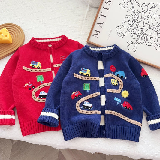 Track & Stripe Knit Cardigan