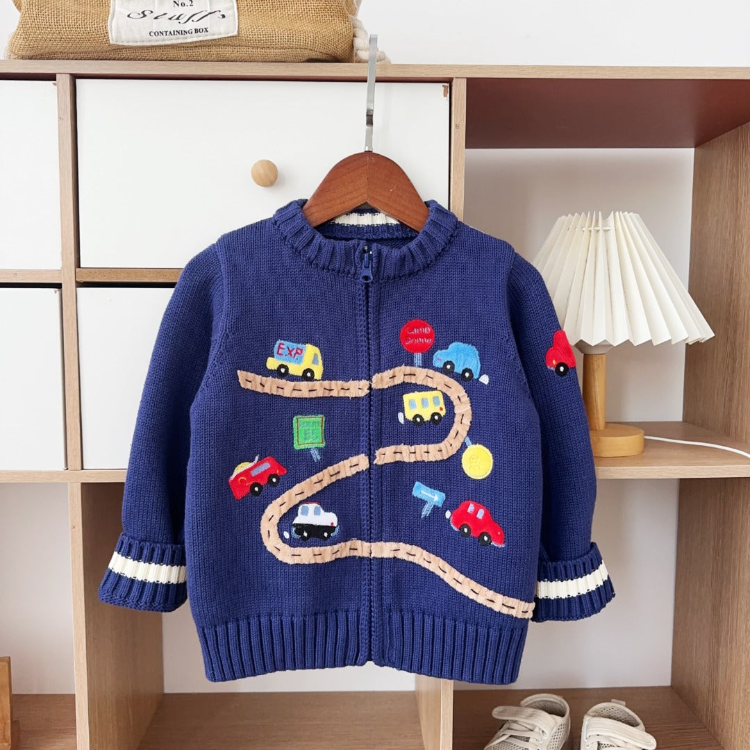 Track & Stripe Knit Cardigan