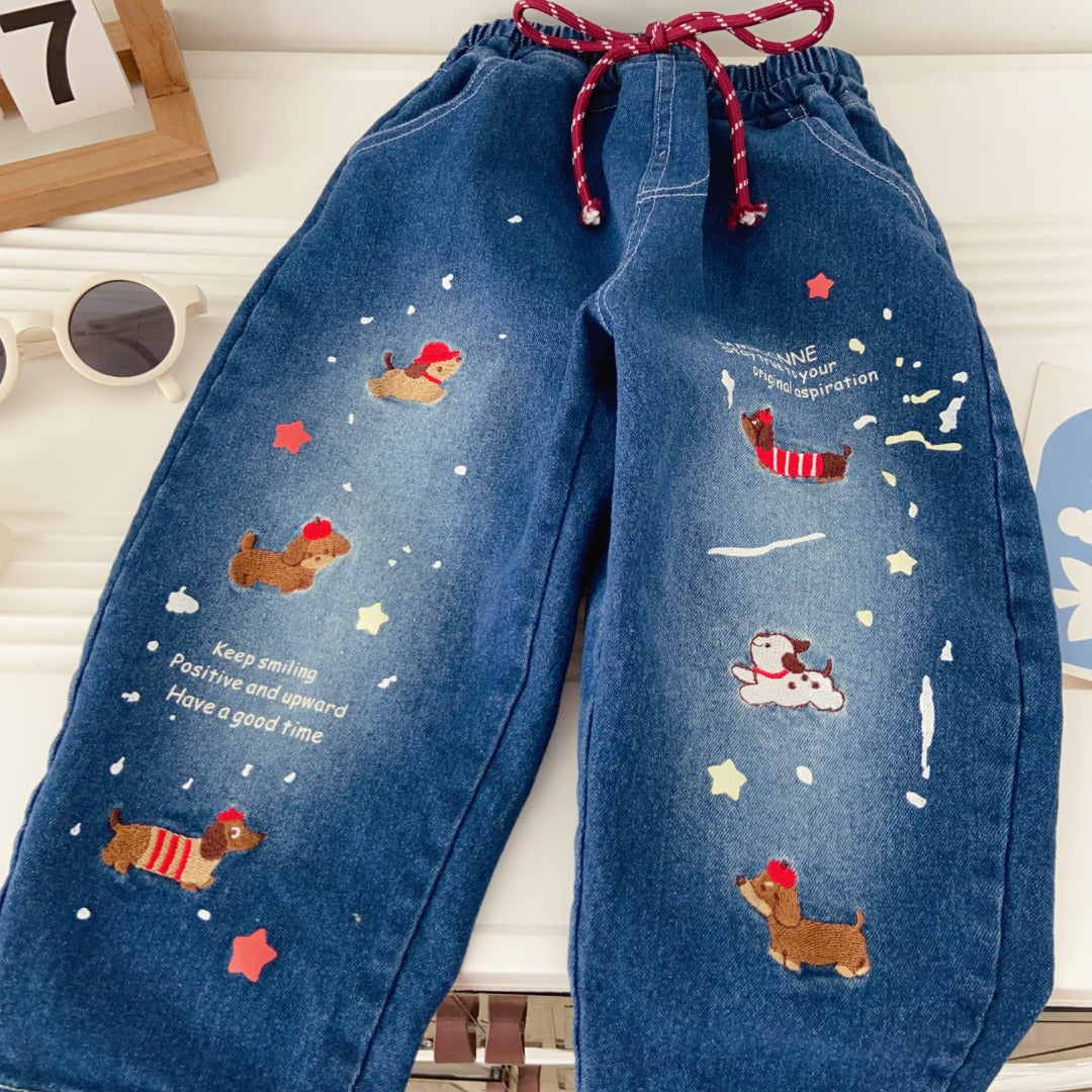Smiling Dachshund Denim Pants