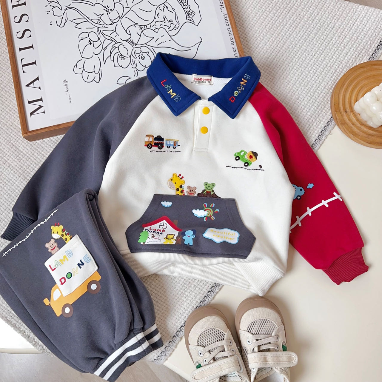 Animal Truck Adventure Set – Fleece Polo & Jogger Pants