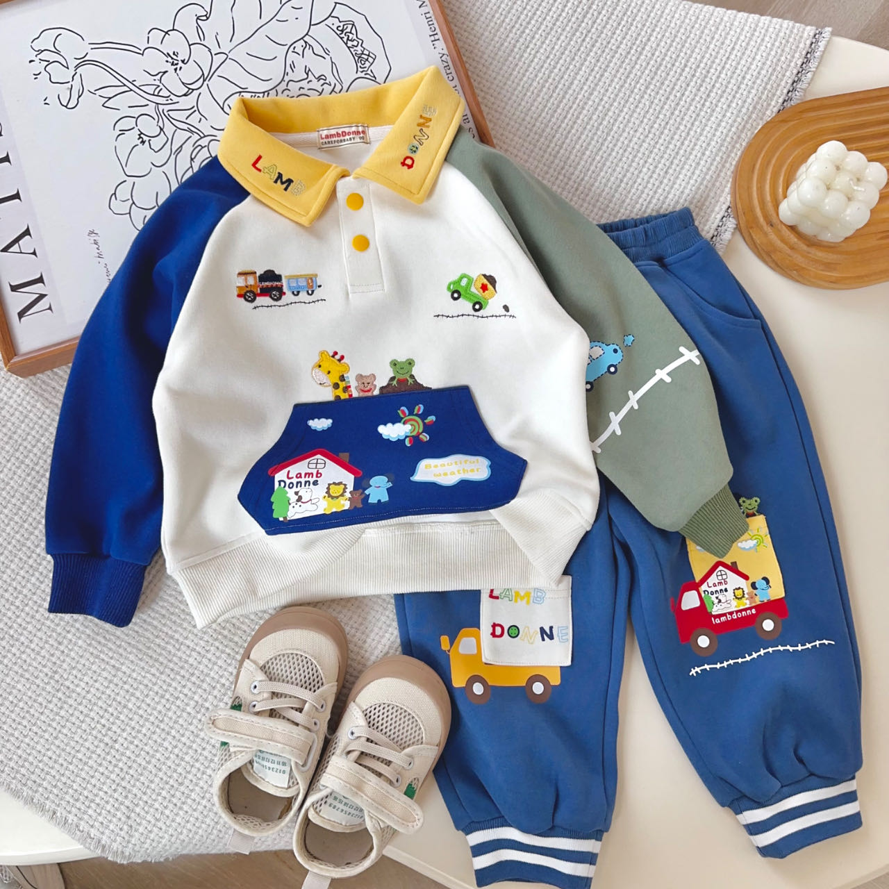 Animal Truck Adventure Set – Fleece Polo & Jogger Pants