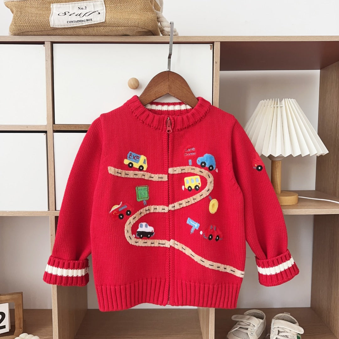 Track & Stripe Knit Cardigan