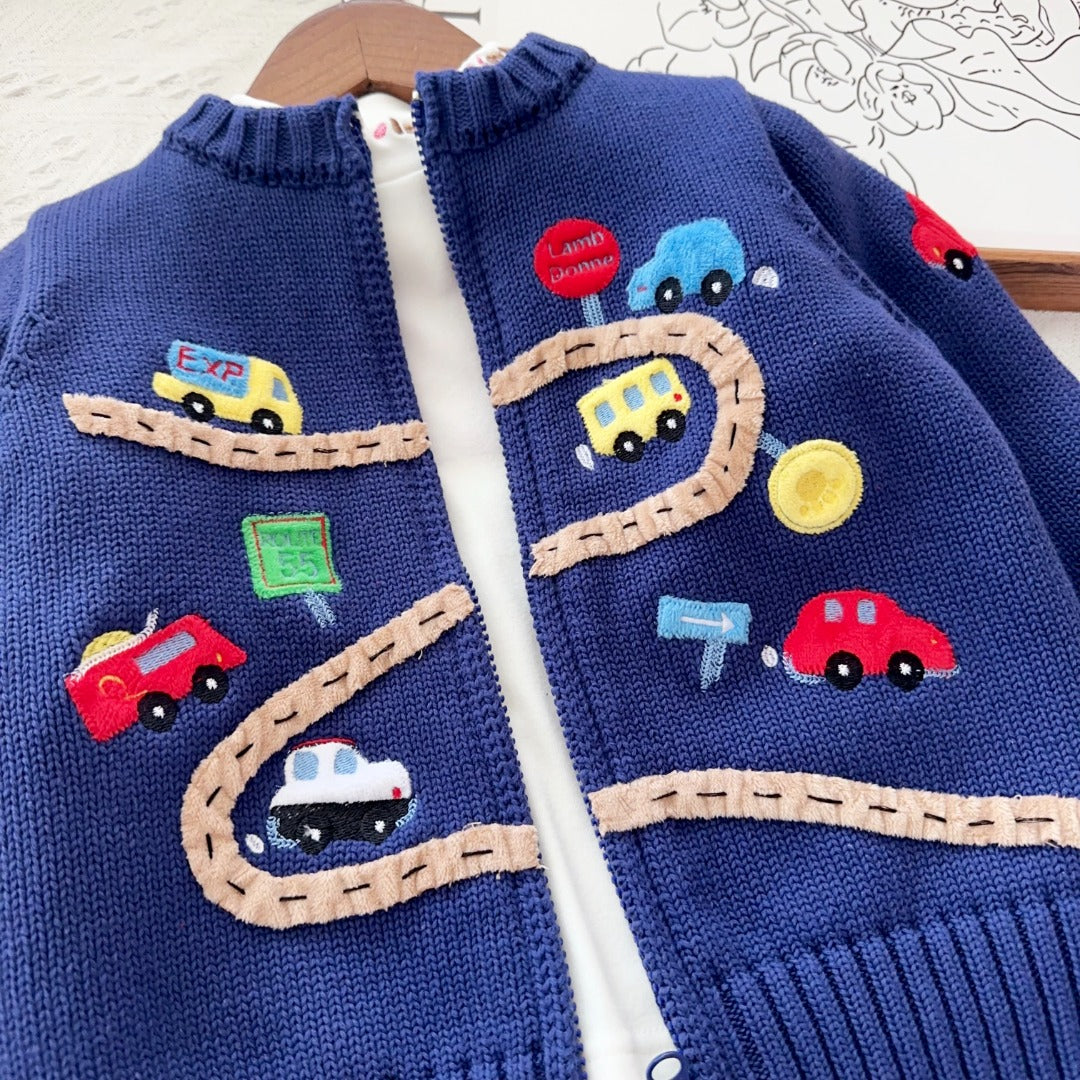 Track & Stripe Knit Cardigan