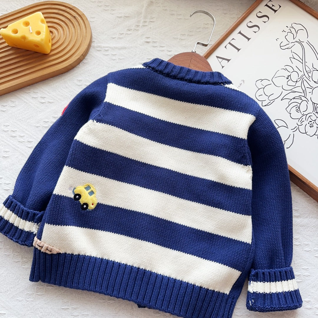 Track & Stripe Knit Cardigan